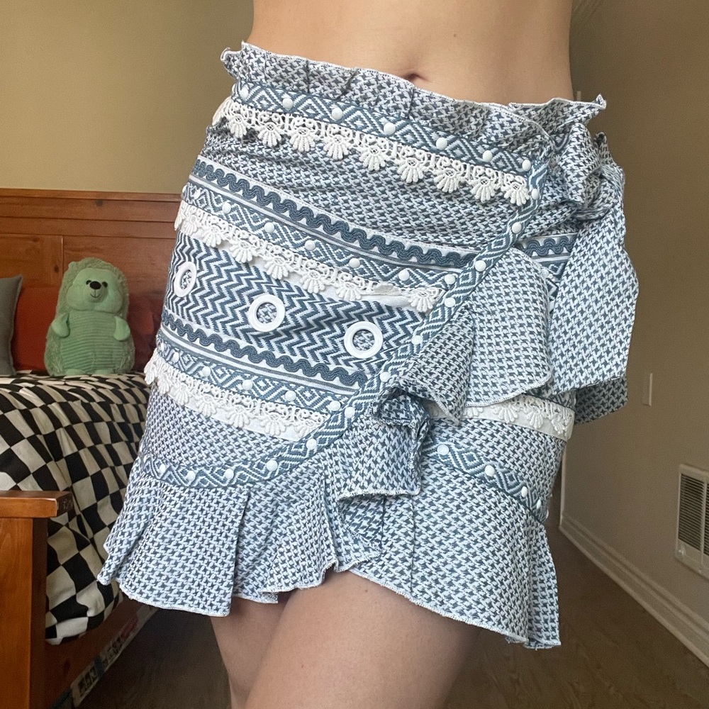 Dodo Bar Or mini wrap skirt - size S - blue and white - good condition